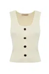Twinset Top In Maglia Con Bottone Decoro Top-wear In Neve