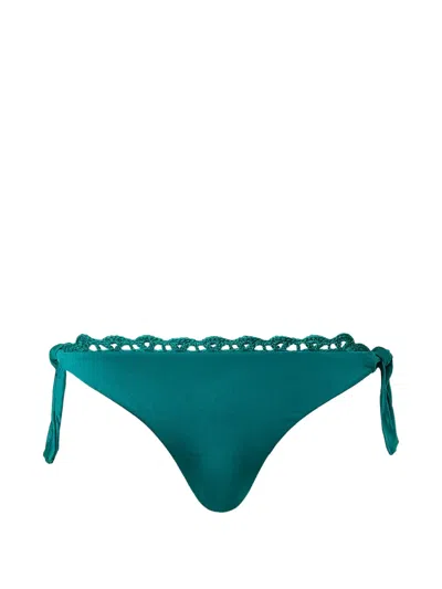 Twinset Knitted-trim Bikini Bottom In Green