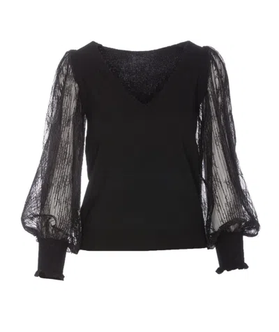 TWINSET KNITWEAR BLOUSE WITH DEEP V-NECKLINE