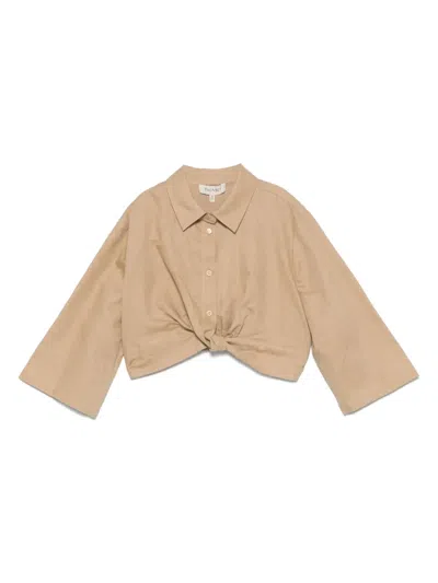 Twinset Kids' Knot-detail Shirt In Brown