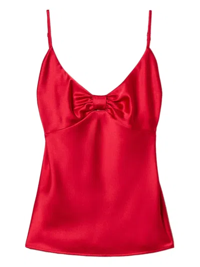 Twinset Knot Satin Top In Red