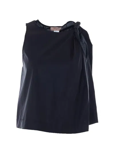 Twinset Knot-detail Draped Top In Blue