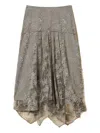 Twinset Lace Asymmetric Midi Skirt In Gray