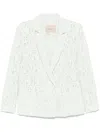 Twinset Light Green Lace Double-breasted Blazer In Green