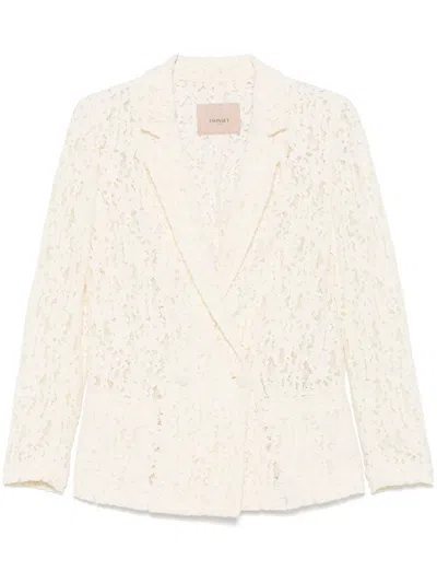 Twinset Lace Blazer In White