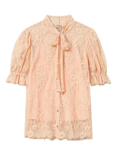 Twinset Lace Bow Shirt In Pink