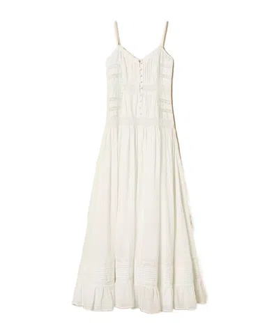 Twinset Lace Buttoned Maxi Dress In Yellow