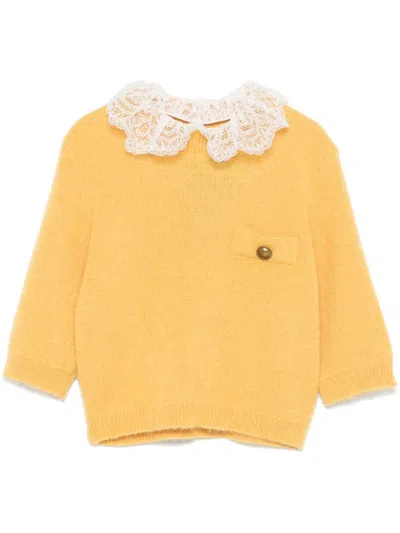 Twinset Lace-collar Sweater In Gelb