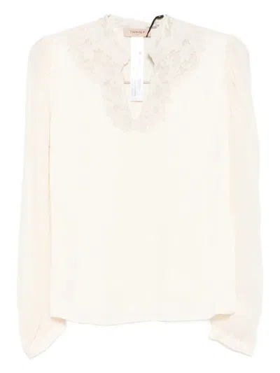 Twinset Lace-detail Blouse In Neutral