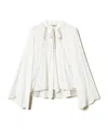 Shop Twinset Lace-detail Crepe Blouse In White
