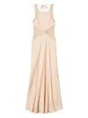 Twinset Flared Beige Long Dress With Lace In Neutral