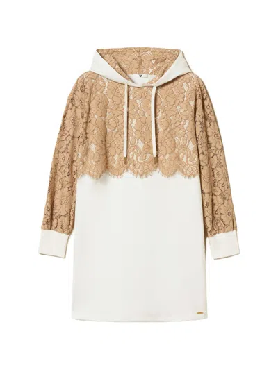 Twinset Lace-detail Hooded Dress In Multi