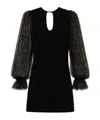 Twinset Robe Courte En Maille Avec Dentelle In Black