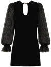 Twinset Robe Courte En Maille Avec Dentelle In Black