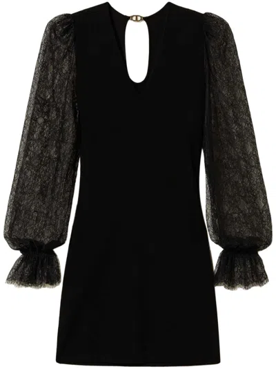 Twinset Lace-detail Knitted Dress In Black