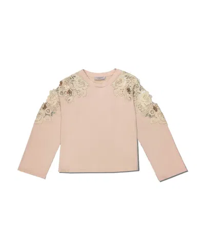 Twinset Lace Detail Long-sleeved T-shirt In Nude