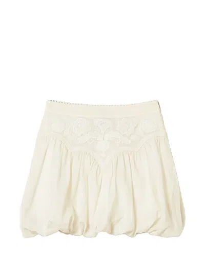 Twinset Lace-detail Mini Skirt In White