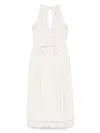 Twinset Twin-set Sleeveless Midi Dress With Intricate Lace In White