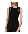 TWINSET LACE-DETAIL RIBBED-KNIT TOP
