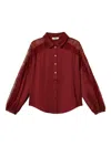 Twinset Lace-detail Shirt In Brown