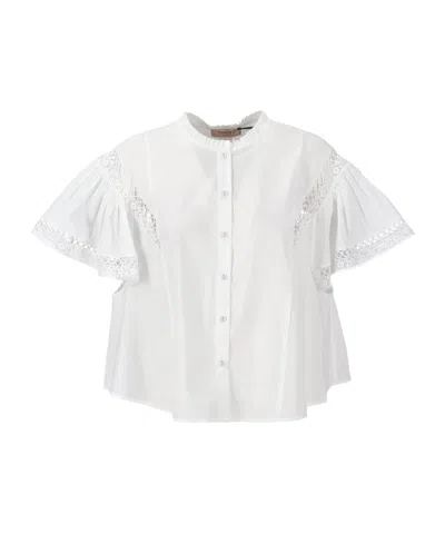Twinset Lace Detail Shirt In White