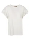 Twinset Lace-detail Short-sleeve Top In White
