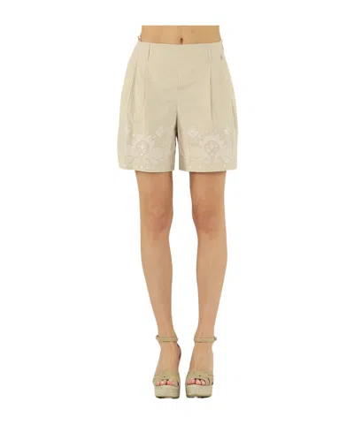 Twinset Lace Detail Shorts In Yellow