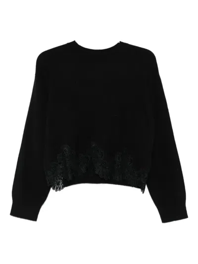 Twinset Lace-detail Sweater In Black