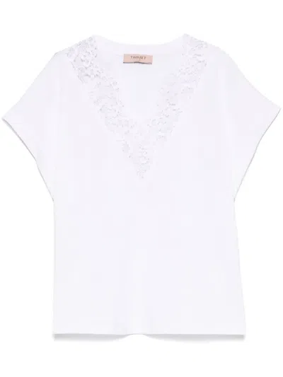 Twinset Lace-detail T-shirt In White