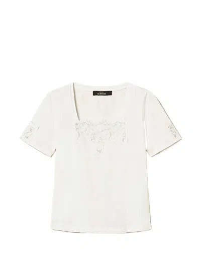 Twinset Lace-detail T-shirt In White