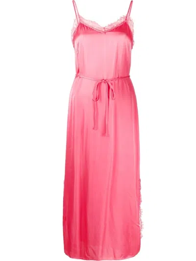 Twinset Lace-detail Tie-waist Dress In Rosa