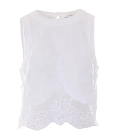 Twinset Lace Detail Vest In White