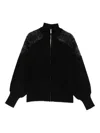 Twinset Lace-detail Zip-up Jacket In Black