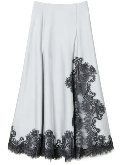 Twinset Lace-detailing Midi Skirt In Grey