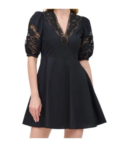 Twinset Lace Detailing Mini Dress In Black