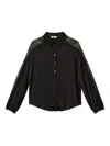 Twinset Lace-detailing Satin Shirt In Black