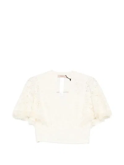 Twinset Lace Flared-sleeves Blouse In Neutral