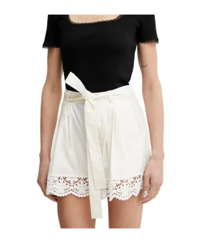 Twinset Lace Hem Shorts In White