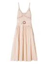 Twinset Lace-insert Belted Midi Dress In Pink