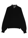 Twinset Lace-insert High-neck Sweater In Black