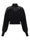 Twinset Lace-insert High-neck Sweater In Black