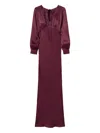 Twinset Long Satin Dress With Embroidery In Burgundy