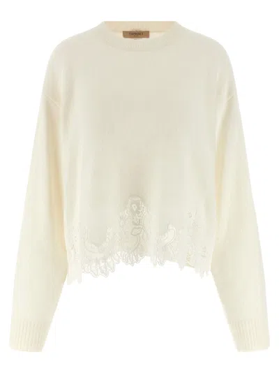 TWINSET LACE INSERT SWEATER