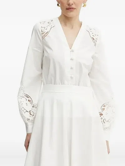 TWINSET LACE-INSERT V-NECK TOP