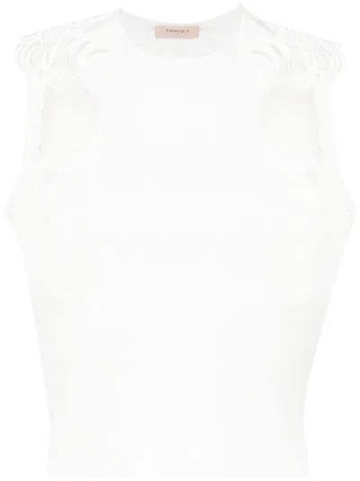 Twinset Lace Knitted Top In White