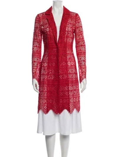 Pre-owned Twinset Lace Lace Pattern Blazer W/ Tags In Red