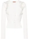 Twinset Lace Laced-up Cardigan In White