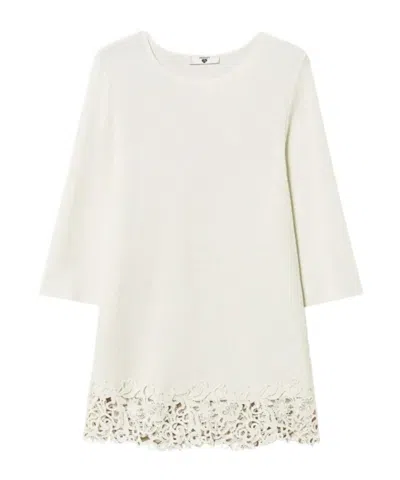 Twinset Detail Lace Blouse In White