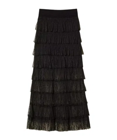 Twinset Lace Maxi Skirt In Black