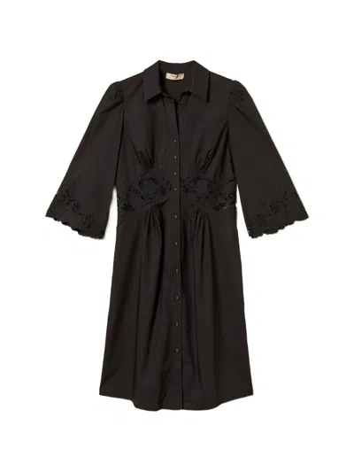 Twinset Lace Midi Dress In Black